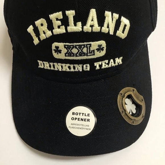 Traditional Craftware Other - NEW Ireland XXL Drinking Team Black Strapback Cap Bottle Opener 100% Cotton Hat